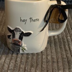 Rae Dunn Cow Mug - White with Black Accents - HAY THERE - Farmhouse Style